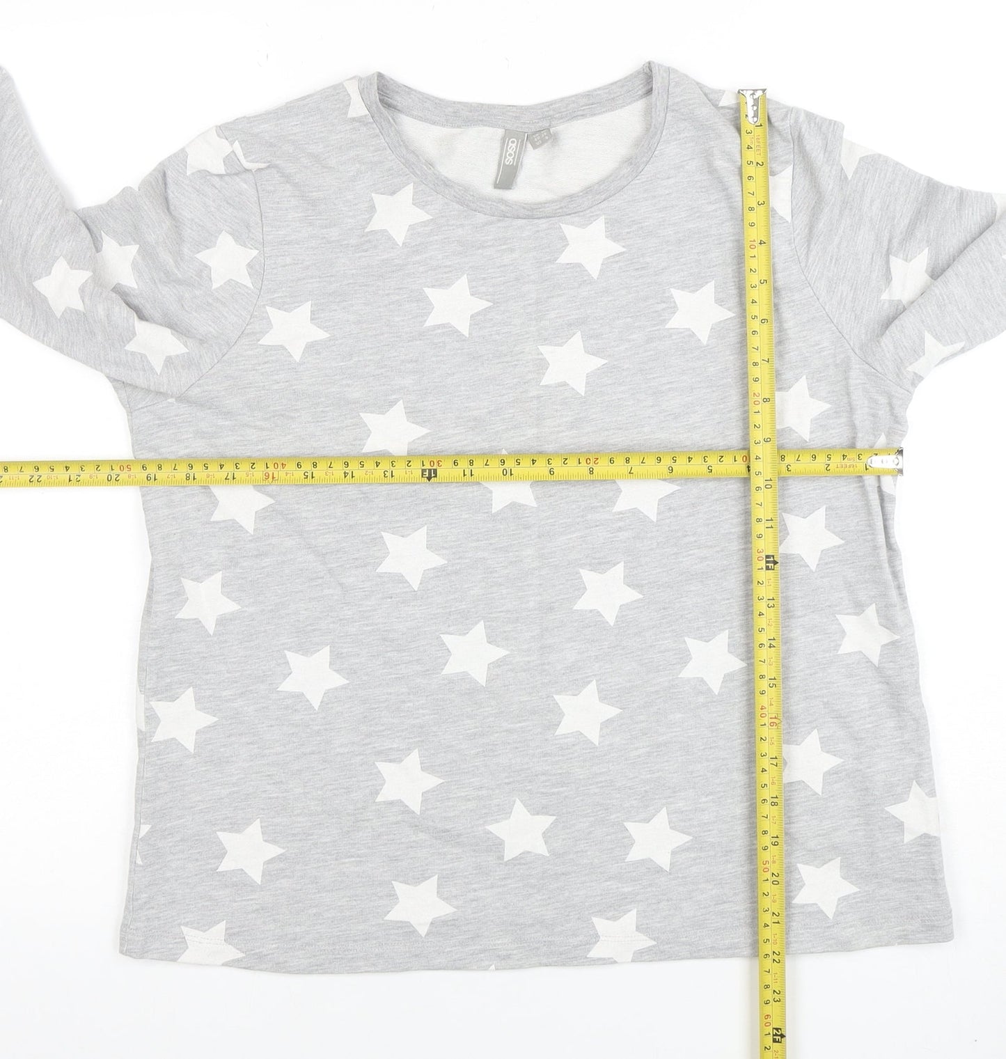 ASOS Women Grey Star Print Pullover Sweatshirt UK 10 Long Sleeve
