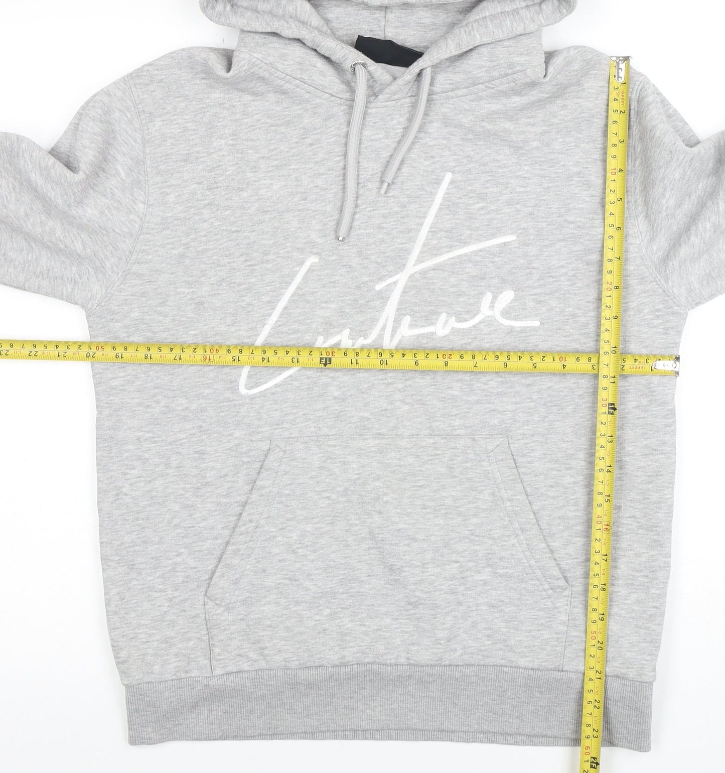 Couture Mens Grey Regular Fit Pullover Hoodie Size L