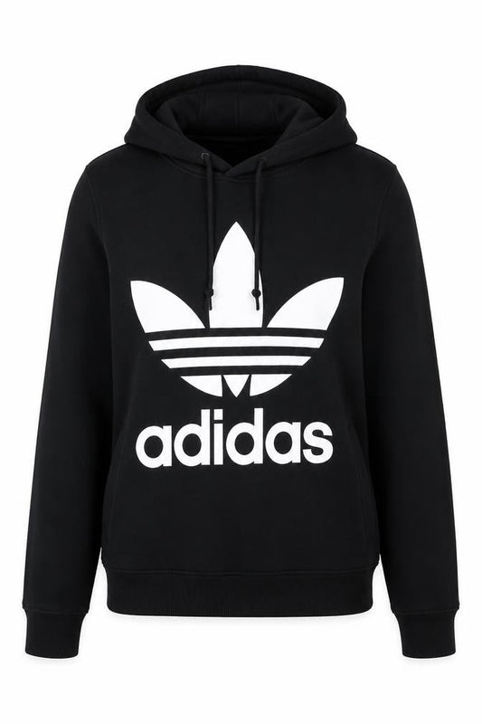 Adidas Womens Black XS Pullover Hoodie with Logo Design