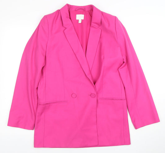H&M Women’s Pink Double-Breasted Blazer XS Regular Fit