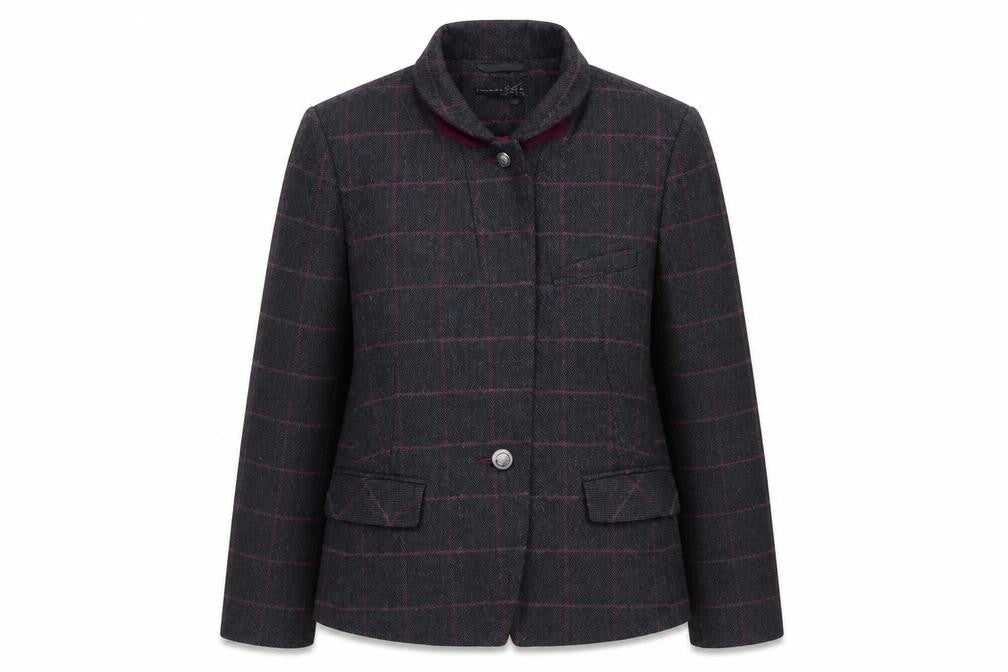 Atmosphere Women Grey Check Tweed Blazer Size 16 One Button Jacket