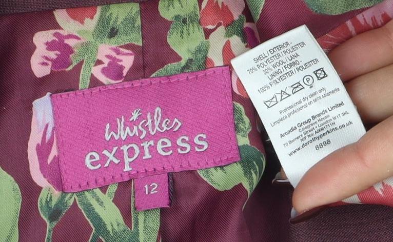 Whistles Express Womens Red Long Sleeve Classic Blazer Size 12