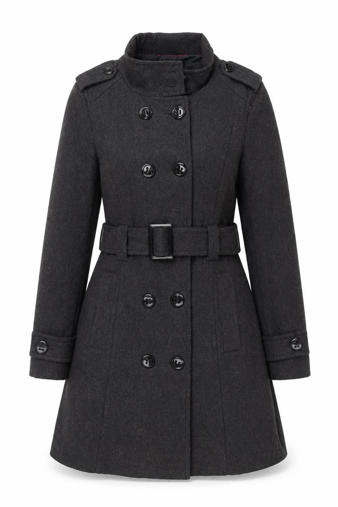 Atmosphere Womens Grey Wool Blend Belted Trench Coat Size 14