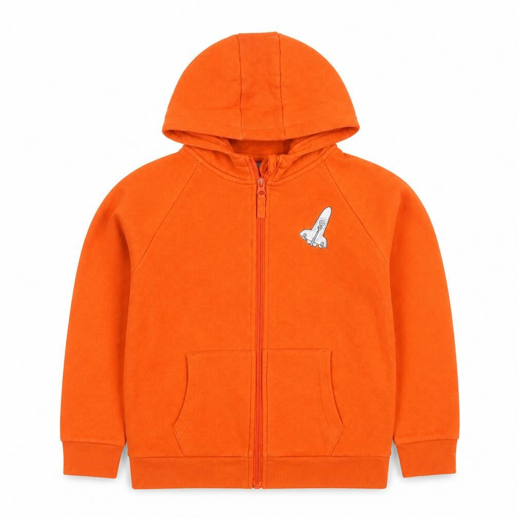 Mountain Warehouse Boys Orange Full Zip Hoodie - 11-12 Years Cotton Blend