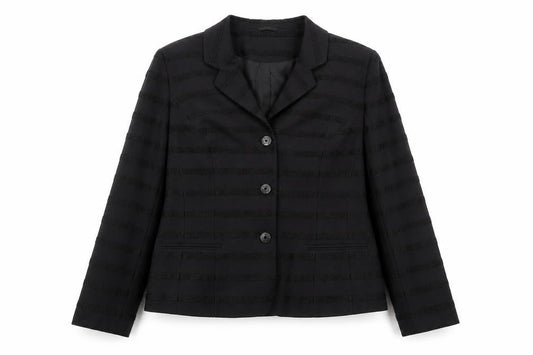 ALEX & Co. Women's Black Wool Blend Striped Blazer UK 16 Classic Fit