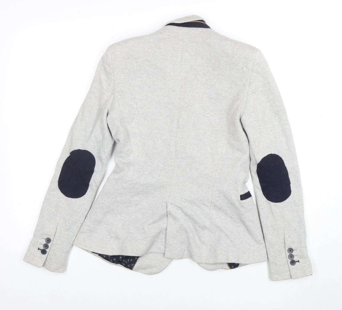 Zara Basic Womens Grey Cotton Blend Slim Fit Blazer Jacket UK 12