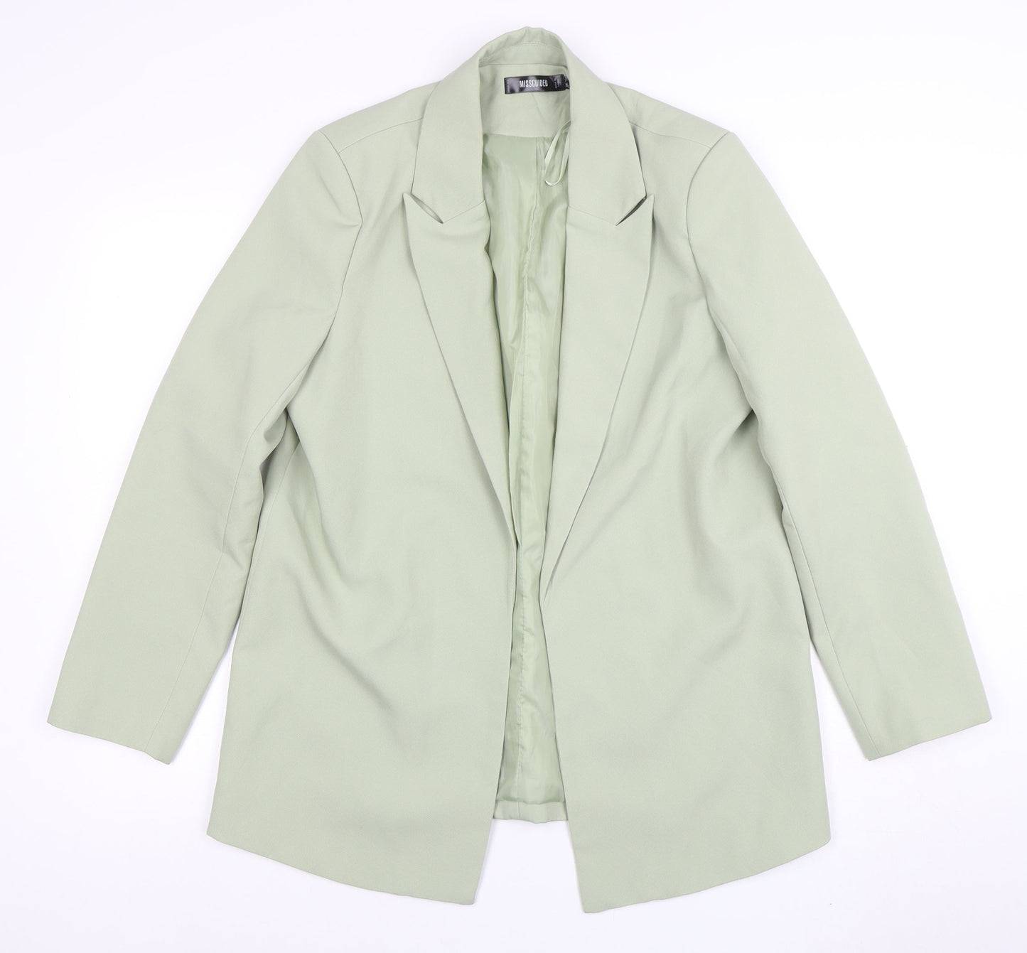 Missguided Women's Sage Green Blazer UK 12 Regular Fit Long Sleeve
