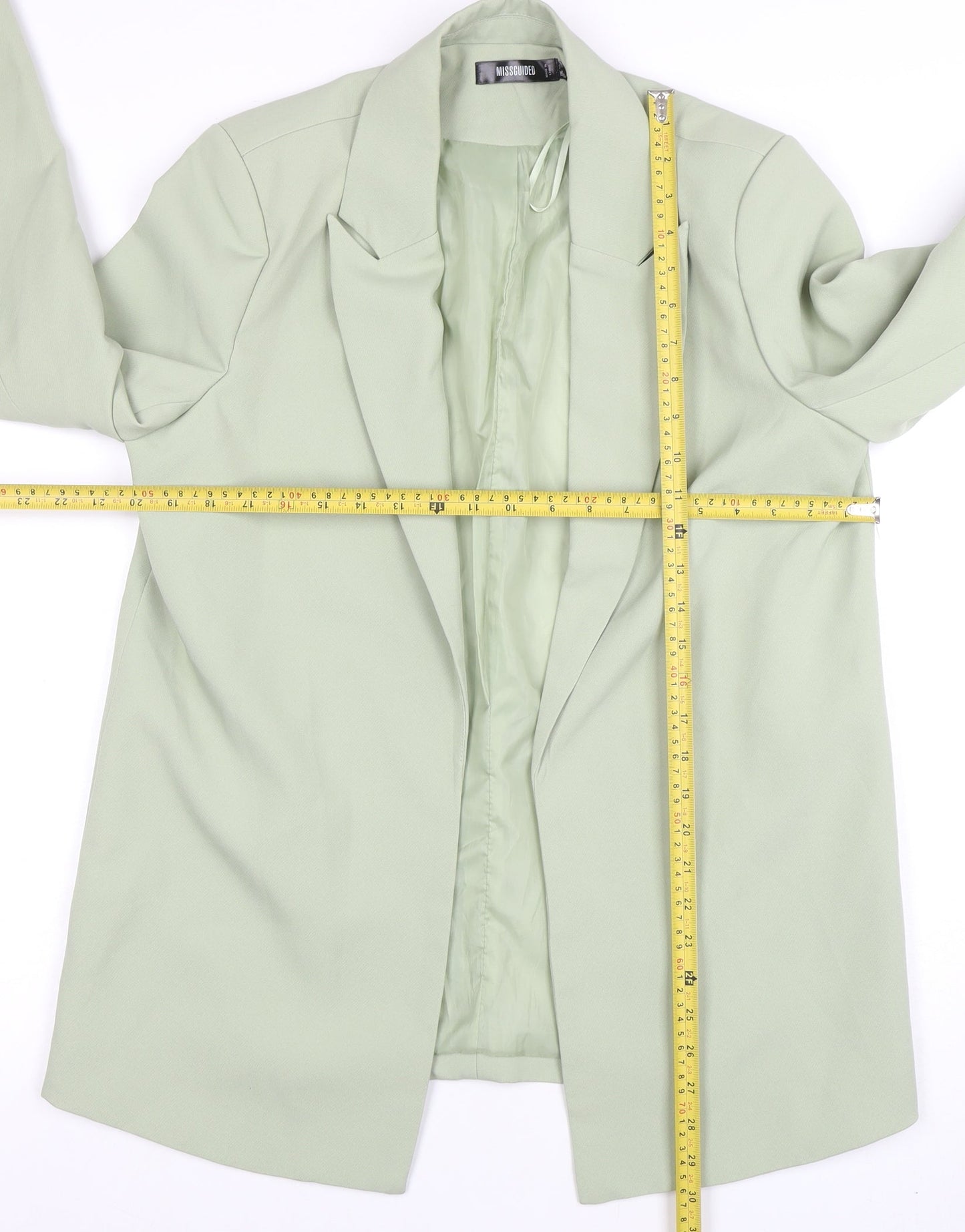 Missguided Women's Sage Green Blazer UK 12 Regular Fit Long Sleeve