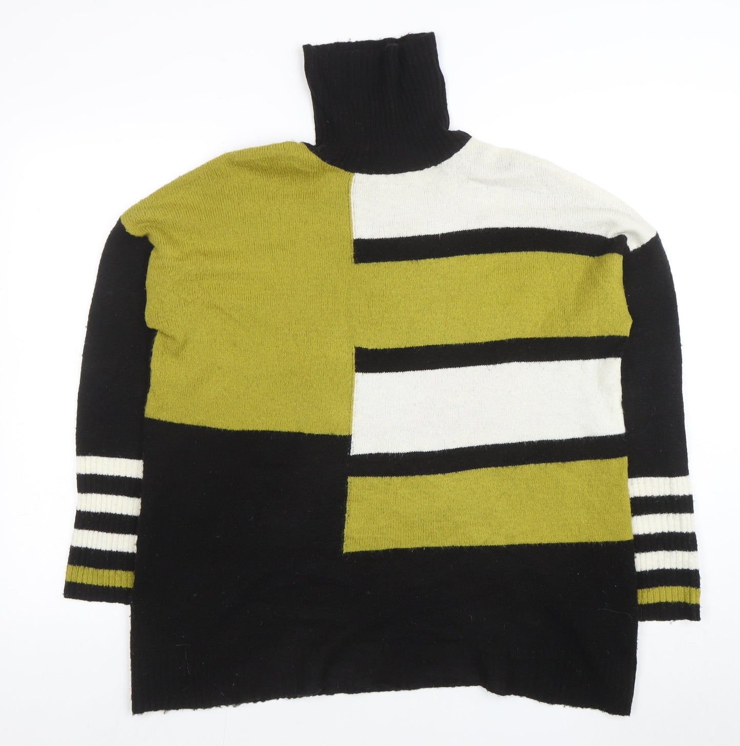 Wallis Women’s Black Roll Neck Geometric Knit Jumper Size S