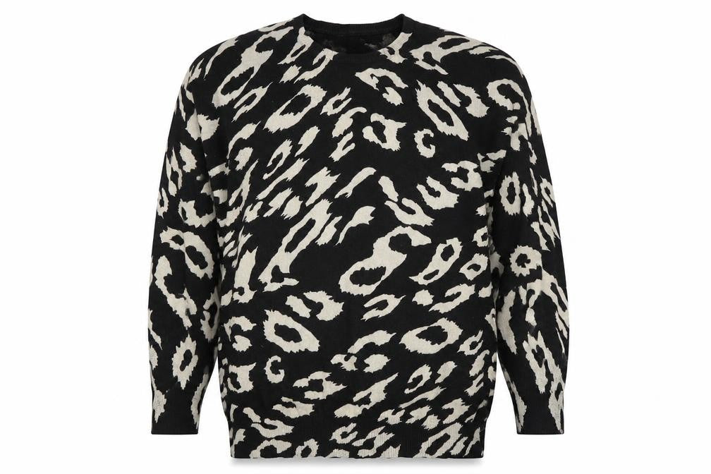 Wallis Women's Black Animal Print Cotton Jumper Size S