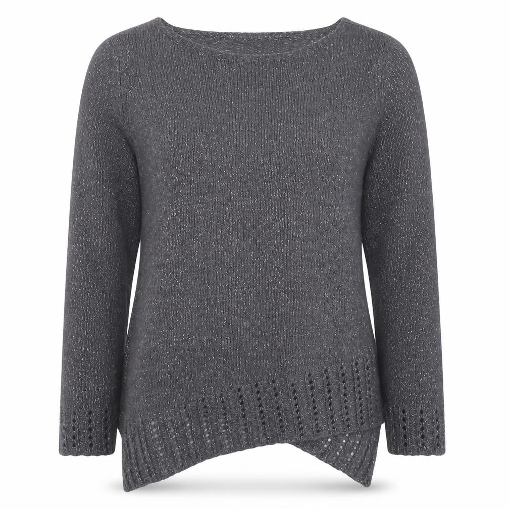 Per Una Women’s Grey Metallic Knit Long Sleeve Pullover Jumper Size 12