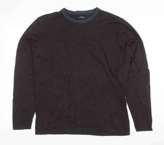 Next Men's Brown Cotton Blend Crew Neck Pullover Jumper Size L