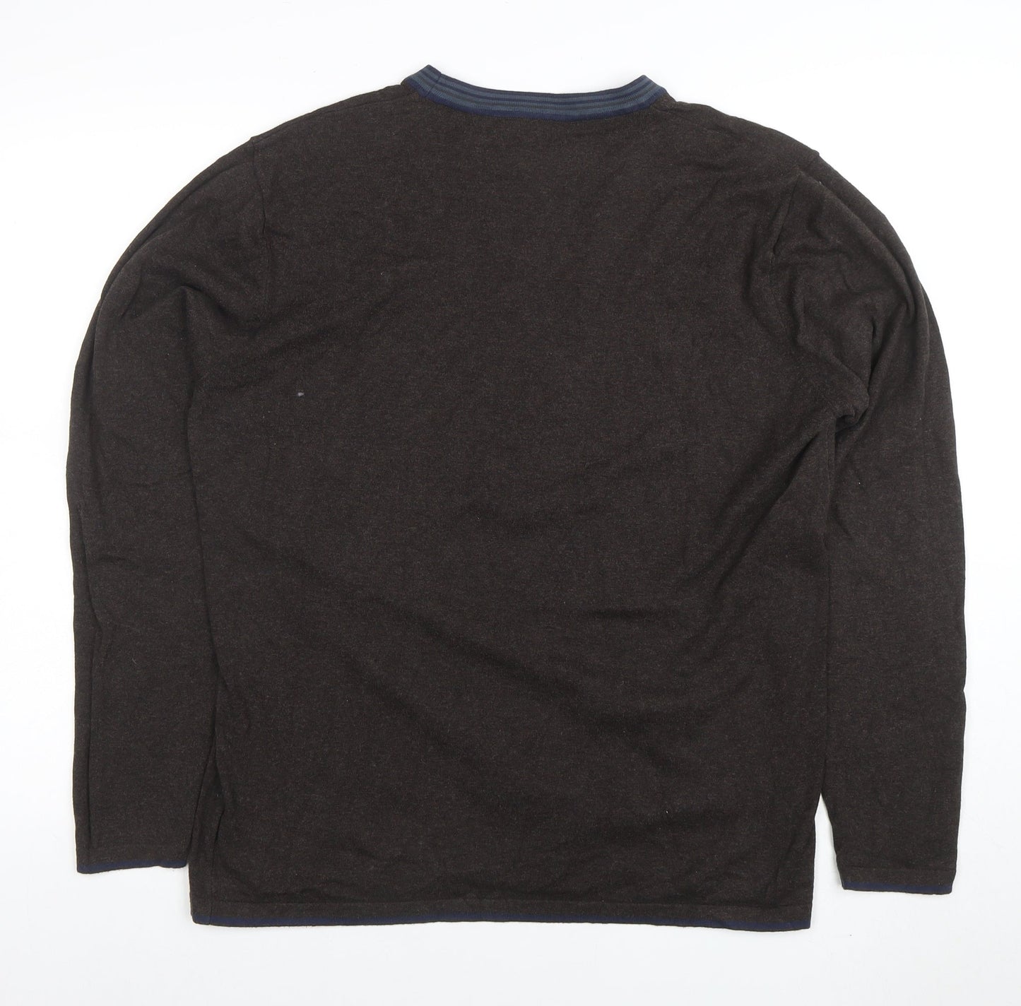 Next Men's Brown Cotton Blend Crew Neck Pullover Jumper Size L
