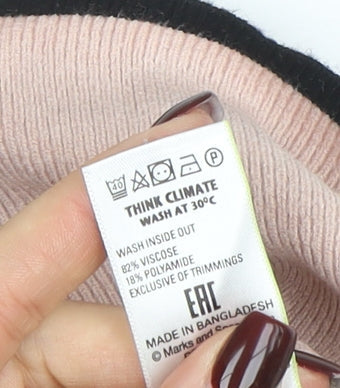 Marks and Spencer Women Beige Knit Long Sleeve Crew Neck Top Size 12