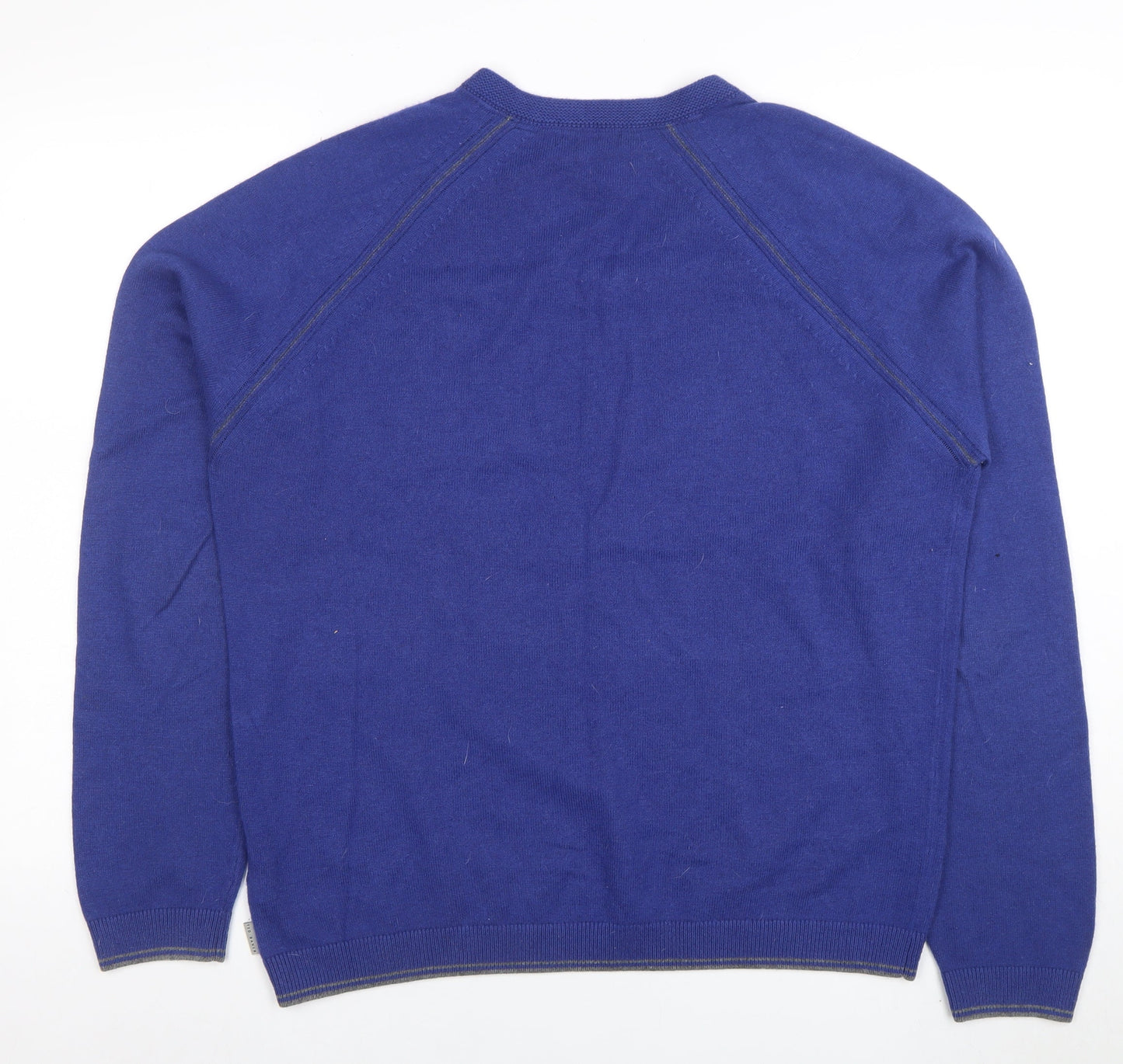 Ted Baker Men's Blue Wool Cashmere V-Neck Jumper Size S