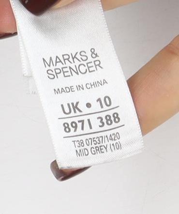 Marks and Spencer Womens Grey Cable-Knit High Neck Wool Cardigan Size 10