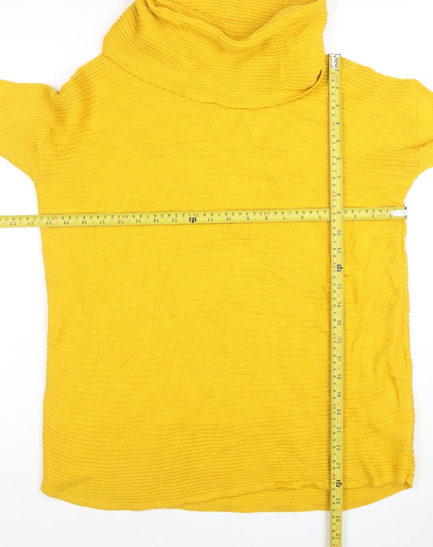 Adrienne Vittadini Women’s Yellow Roll Neck Merino Wool Knit Top Size L