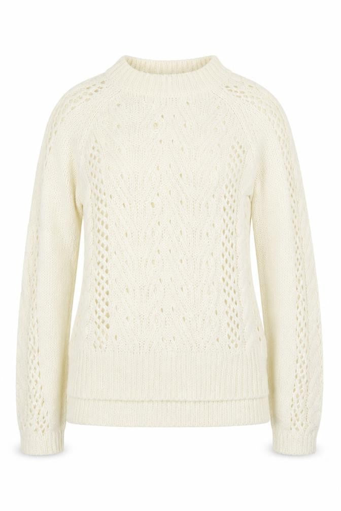 TU Women Ivory Cable-Knit Jumper Size 8 Wool Blend Winter Pullover