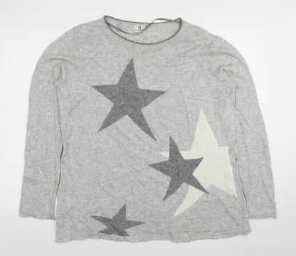 Benedetta B Womens Grey Cashmere Blend Star Jumper XL