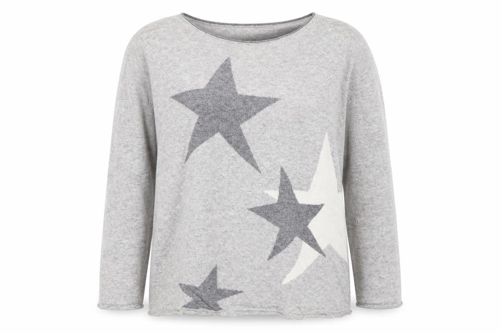 Benedetta B Womens Grey Cashmere Blend Star Jumper XL