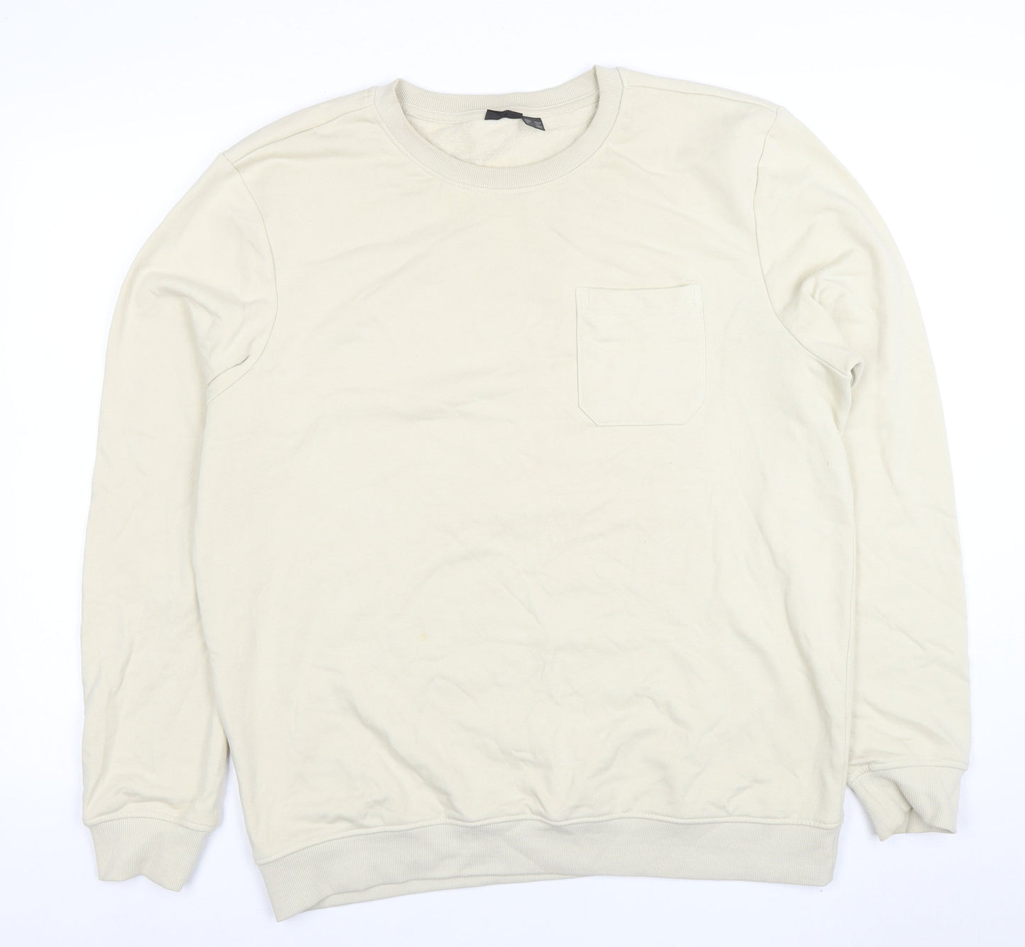 Livergy Men's Beige Crew Neck Fleece Sweatshirt Size L