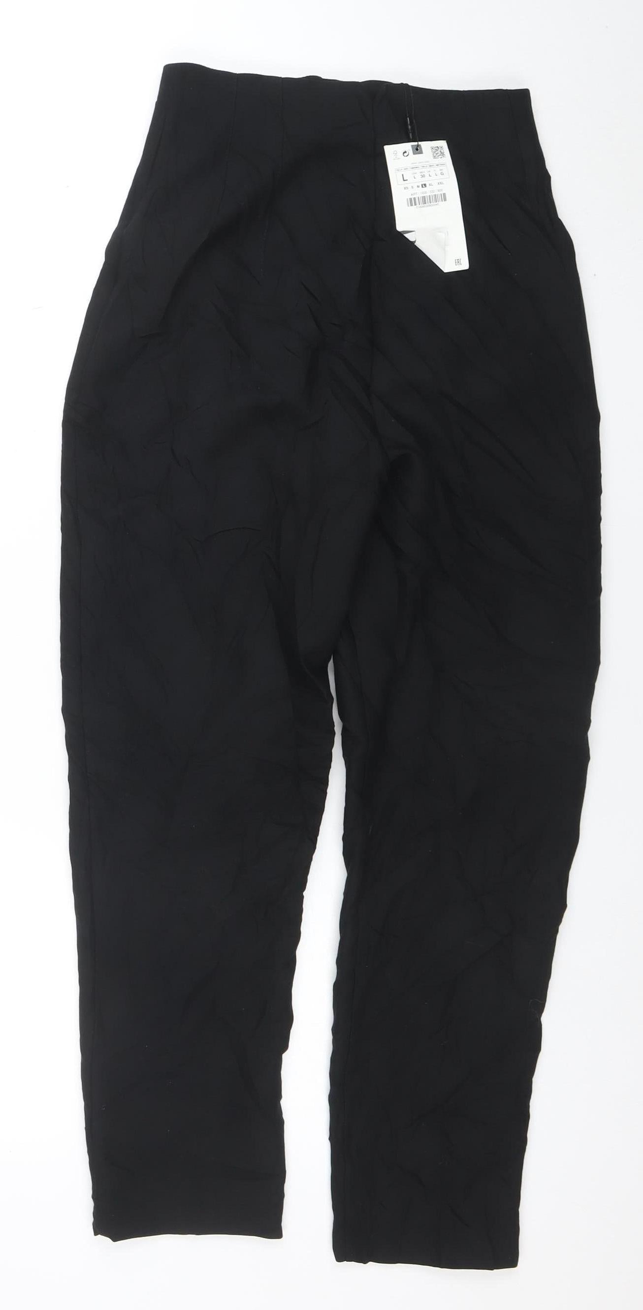 Zara Womens Black L Tapered Stretch Trousers