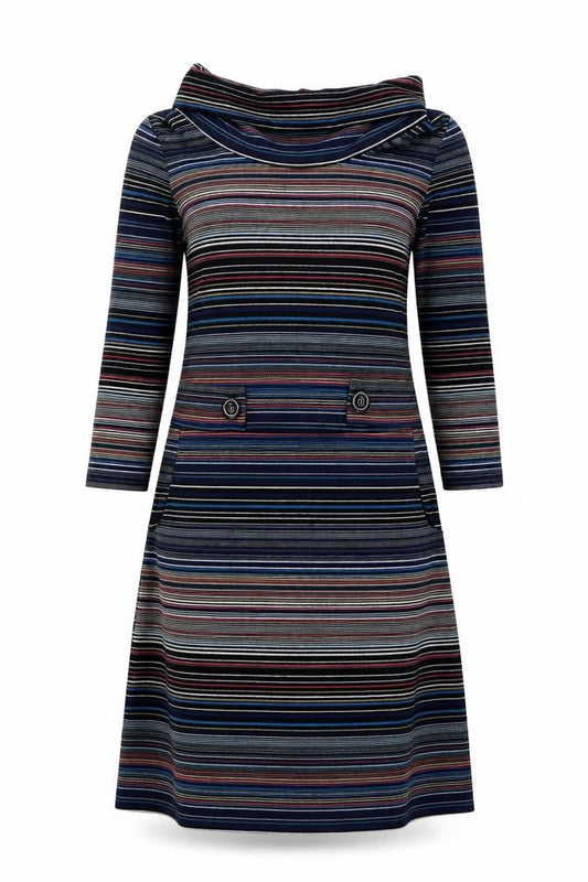 Roman Women’s Multicoloured Stripe Shift Dress Size 12 3/4 Sleeve Knit