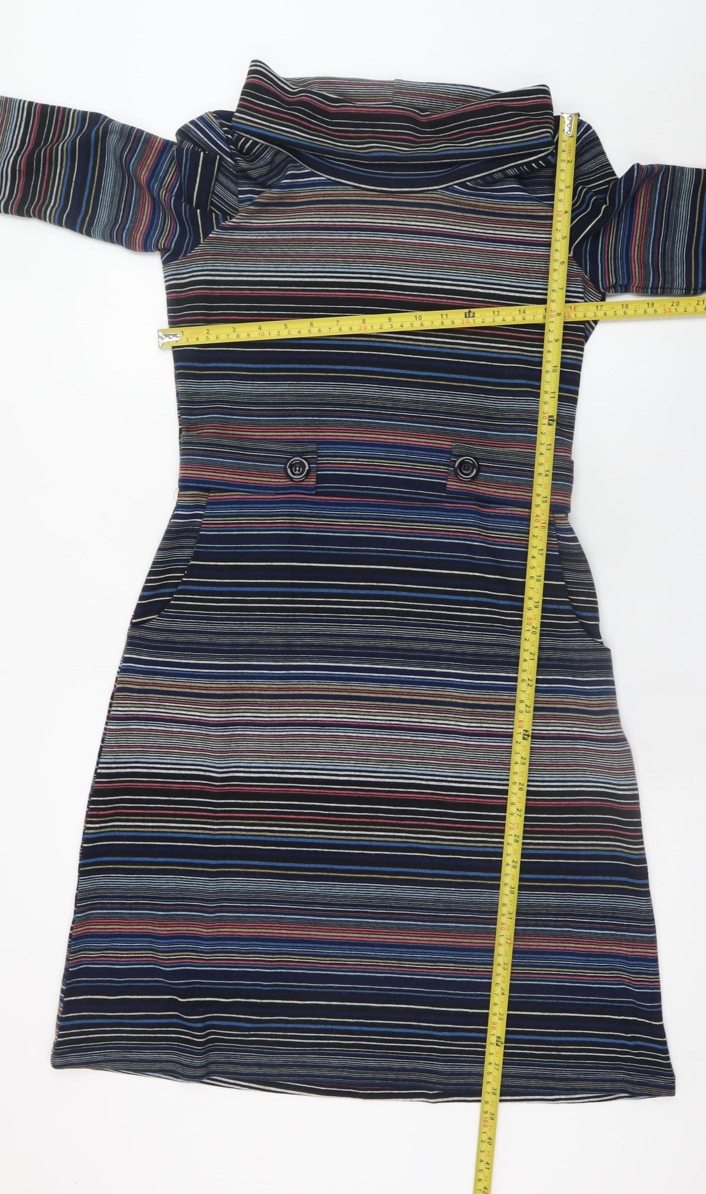 Roman Women’s Multicoloured Stripe Shift Dress Size 12 3/4 Sleeve Knit