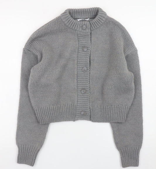 ASOS DESIGN Women Grey Chunky Knit Button Cardigan Size S