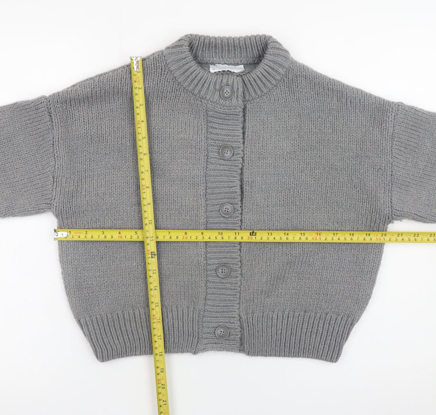 ASOS DESIGN Women Grey Chunky Knit Button Cardigan Size S