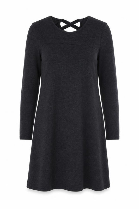 Monsoon Women Black Size 12 Shift Jersey Long Sleeve Knee Dress