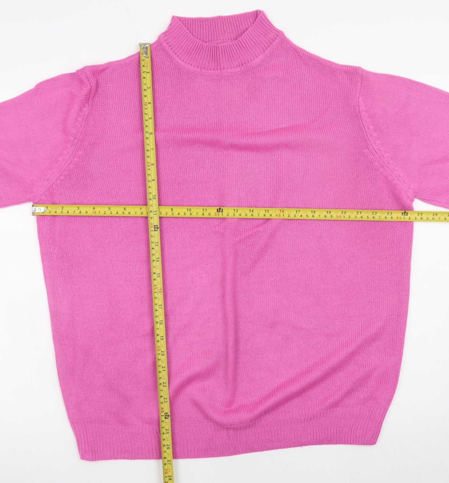 Damart Women Pink Mock Neck Acrylic Jumper Size L