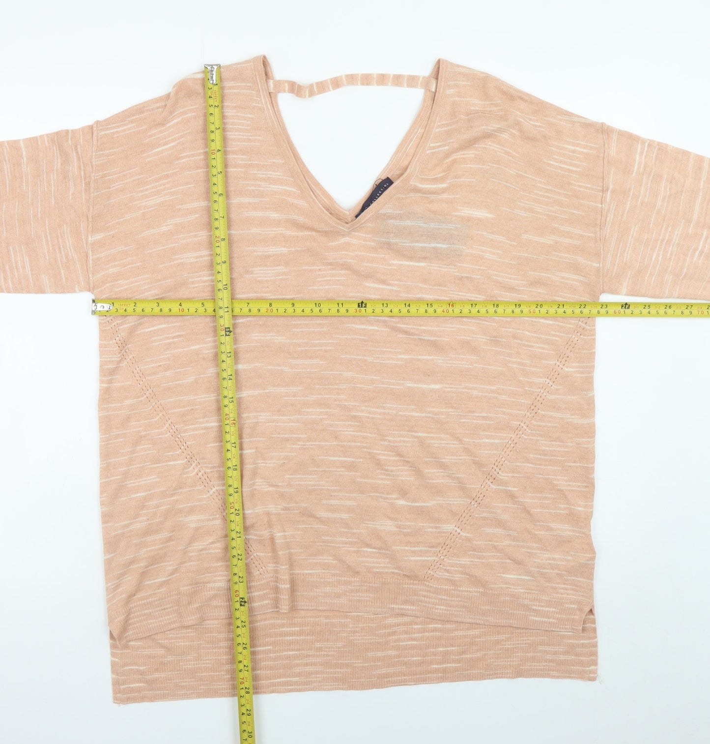 Marks and Spencer Women’s Beige V-Neck Relaxed Knit Jumper XL