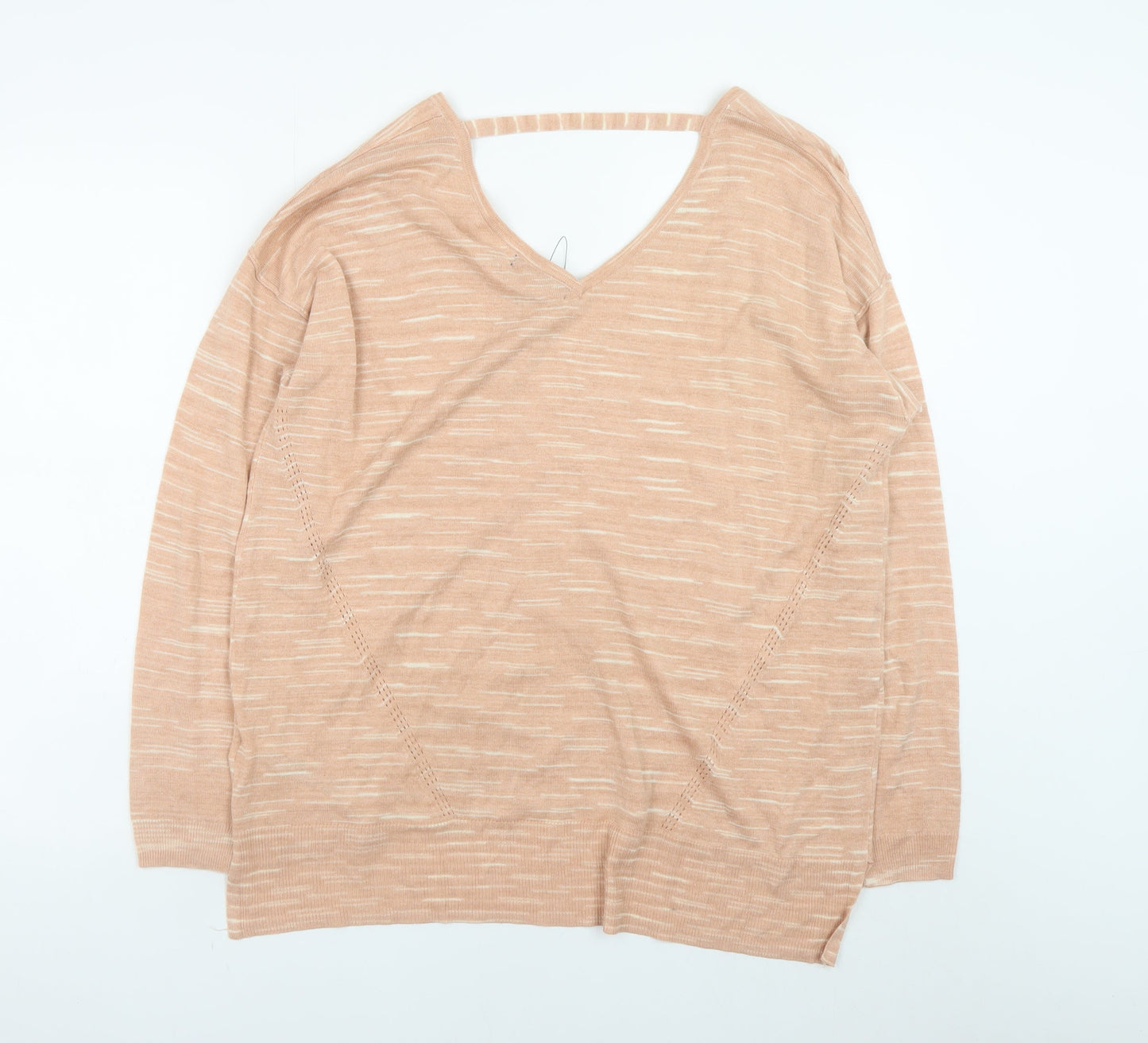 Marks and Spencer Women’s Beige V-Neck Relaxed Knit Jumper XL