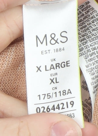 Marks and Spencer Women’s Beige V-Neck Relaxed Knit Jumper XL