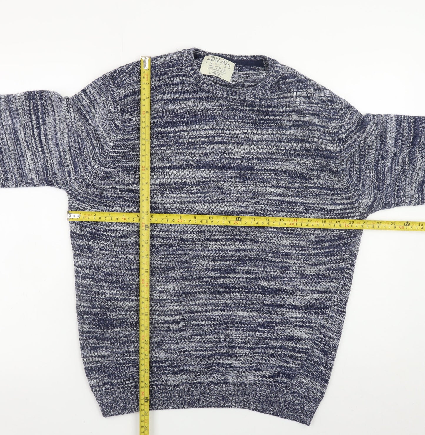 Burton Menswear London Men's Blue Crew Neck Pullover Jumper Medium