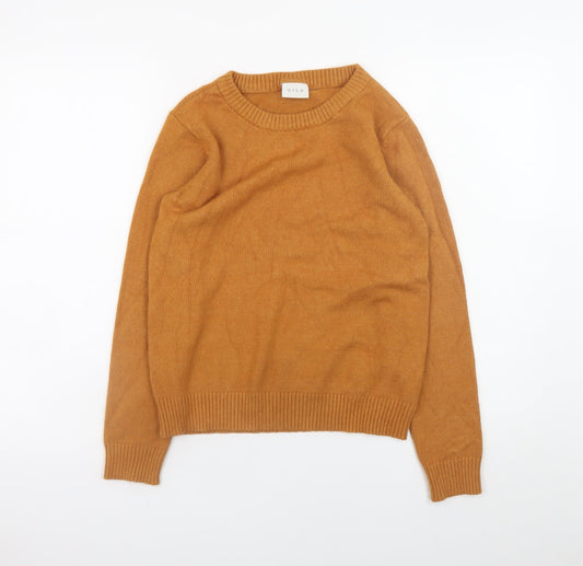 VILA Women's Brown Crew Neck Knit Jumper Size S