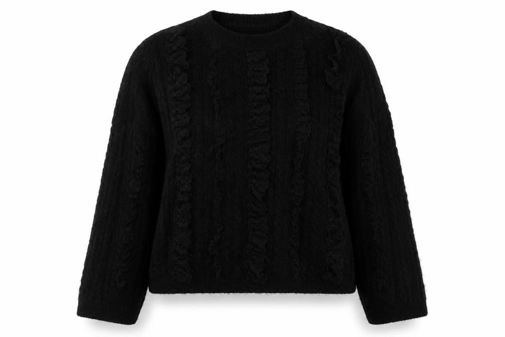 Marks & Spencer Womens Black L Ruffle Knit Jumper Pullover