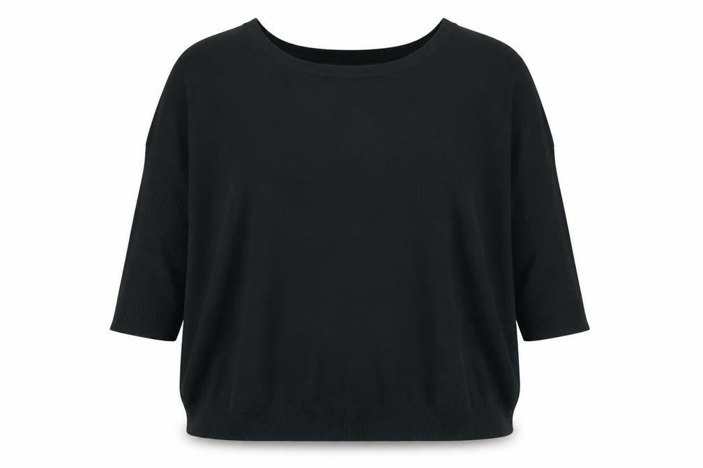 Vila Women’s Black Relaxed Knit Boat Neck Pullover Jumper One Size