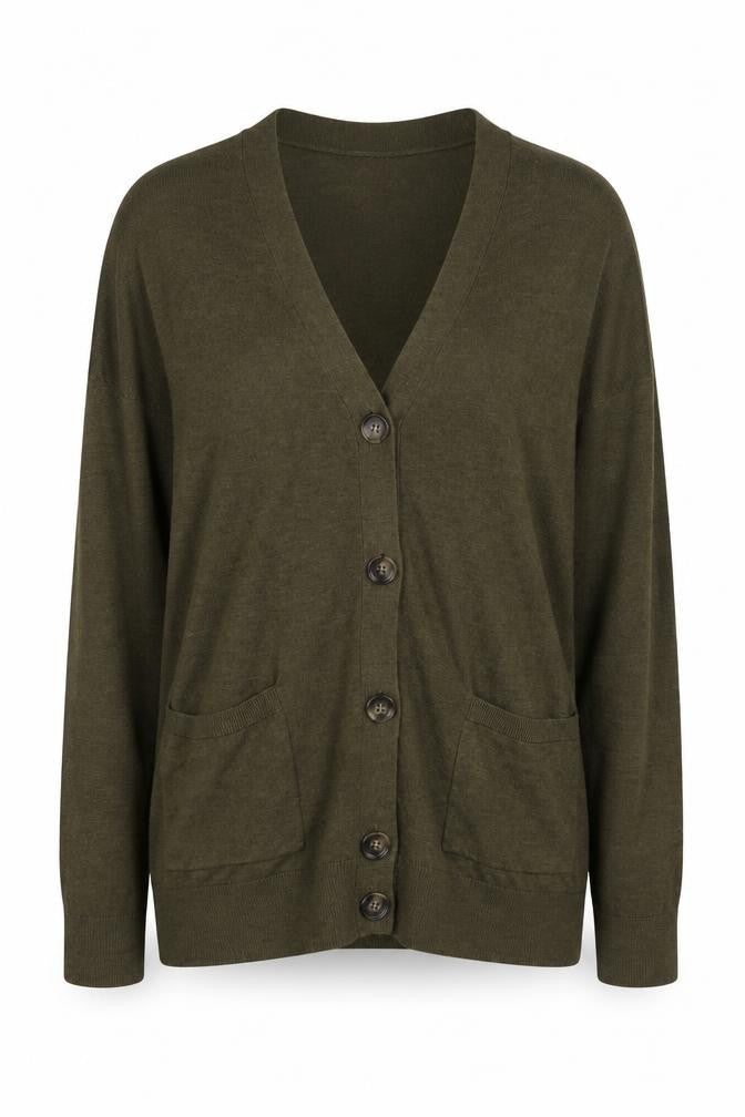 Warehouse Women’s Green V-Neck Long Sleeve Cardigan Size 12