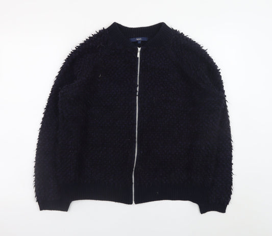 Next Womens Black Full Zip Chunky Knit Jumper UK 14