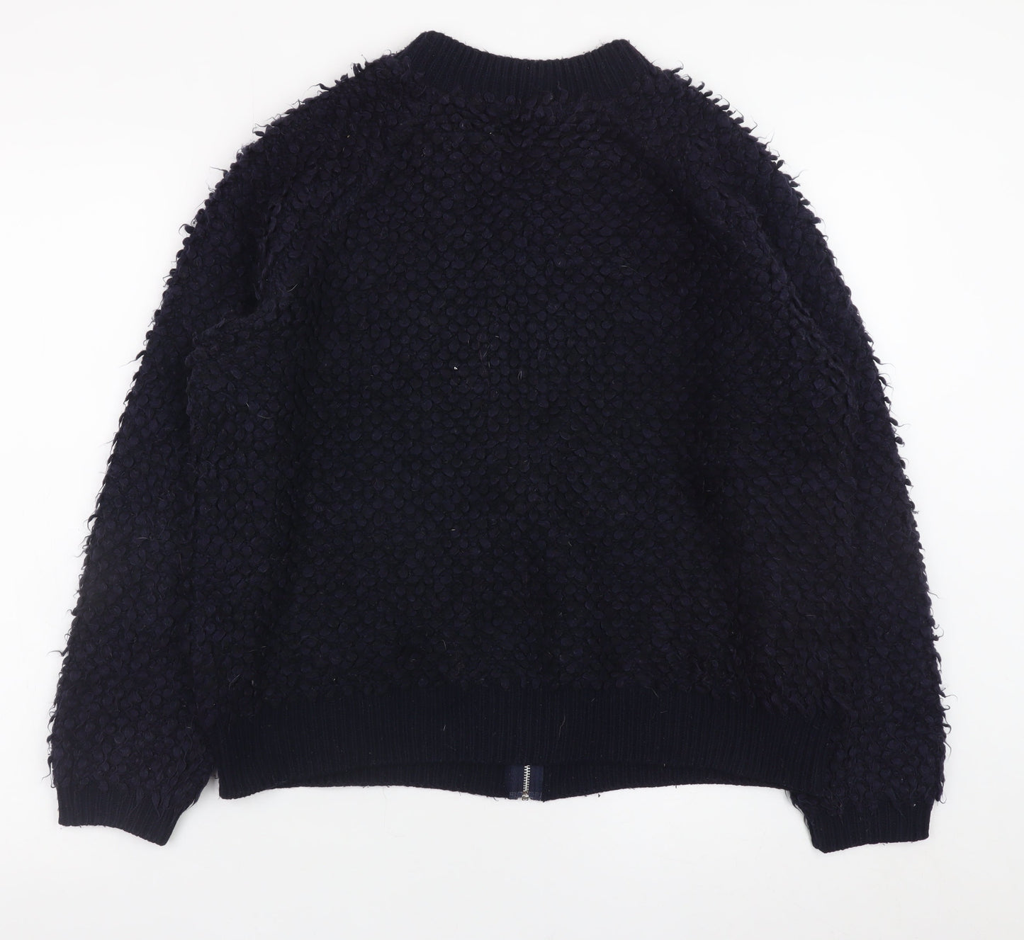 Next Womens Black Full Zip Chunky Knit Jumper UK 14