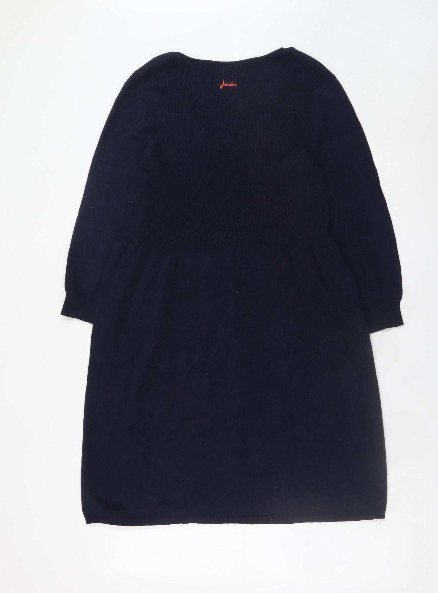 Joules Women’s Navy Jumper Dress Size 14 V-Neck Knit Long Sleeve