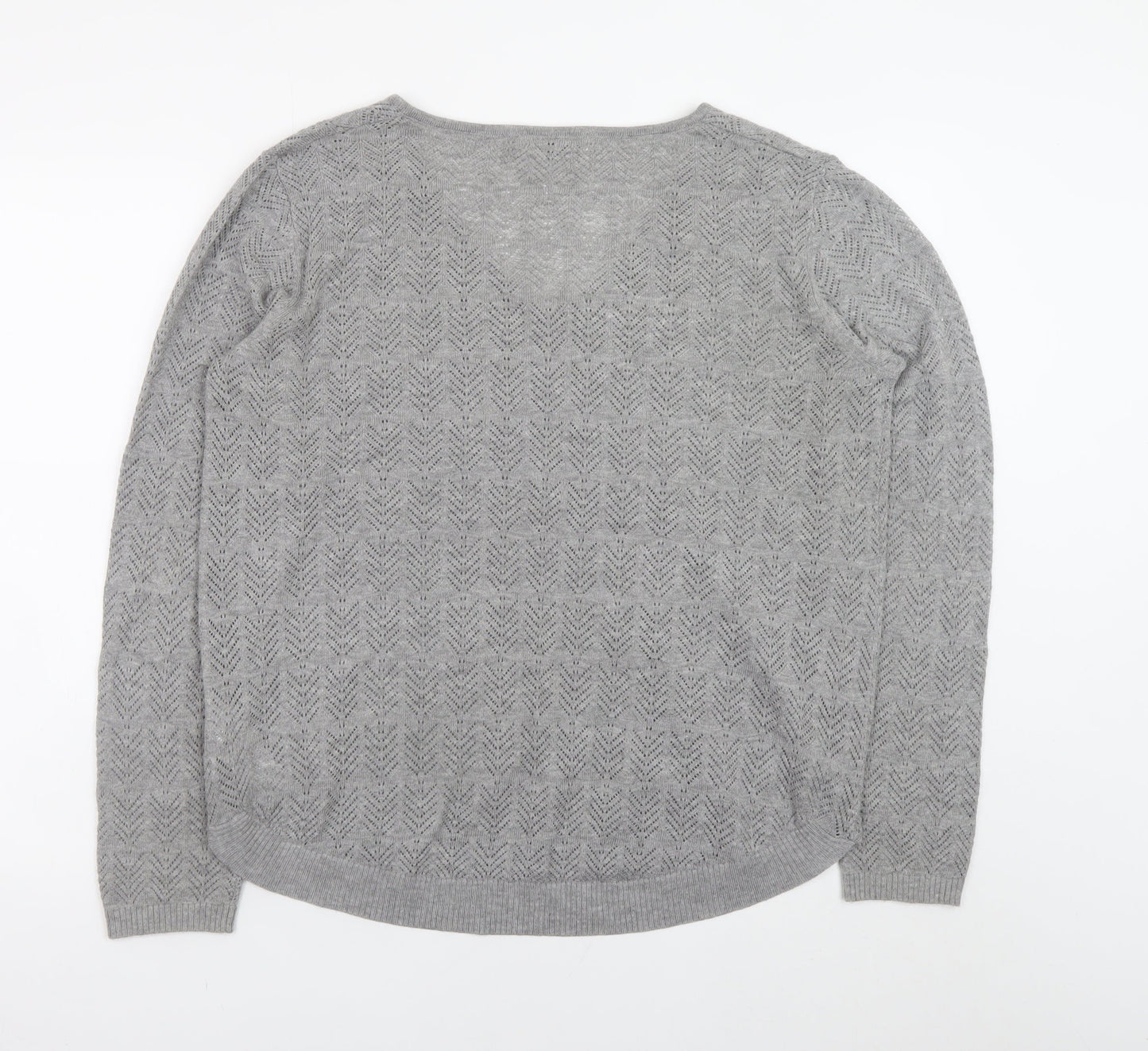 Maison de Nimes Women’s Grey V-Neck Knit Jumper Size 16