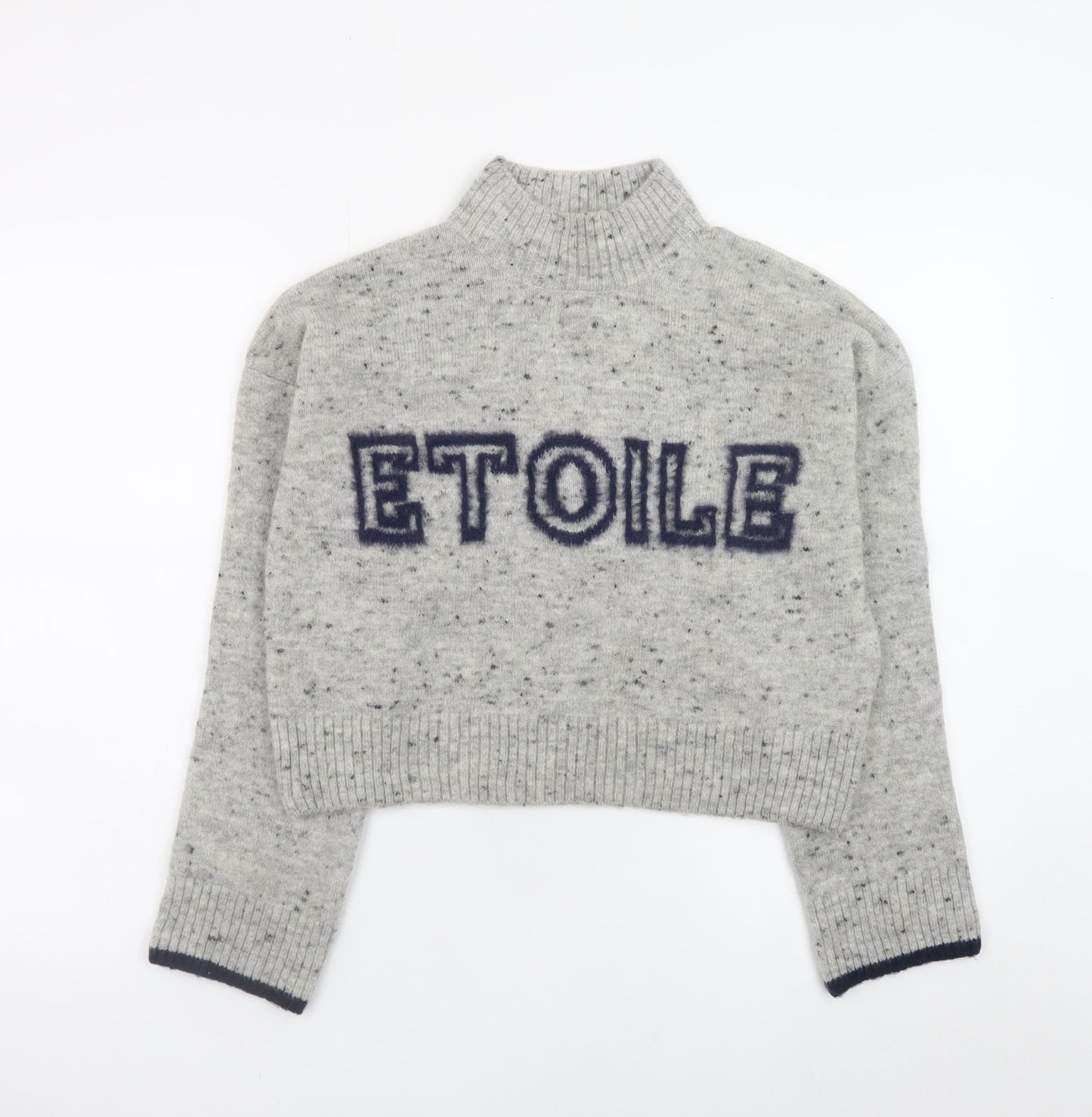 Next Womens Grey Mock Neck Wool Blend Jumper Size S Etoile Knit