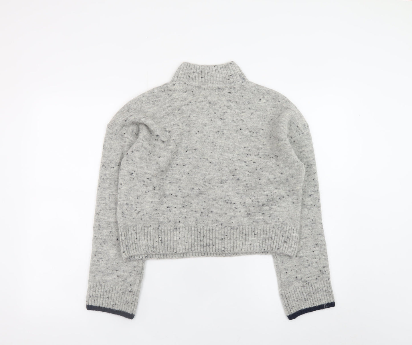 Next Womens Grey Mock Neck Wool Blend Jumper Size S Etoile Knit