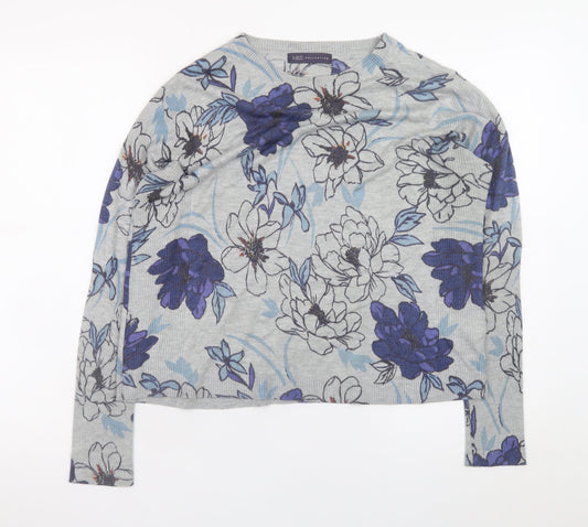 Marks and Spencer Women’s Grey Floral Crew Neck Jumper Size 12