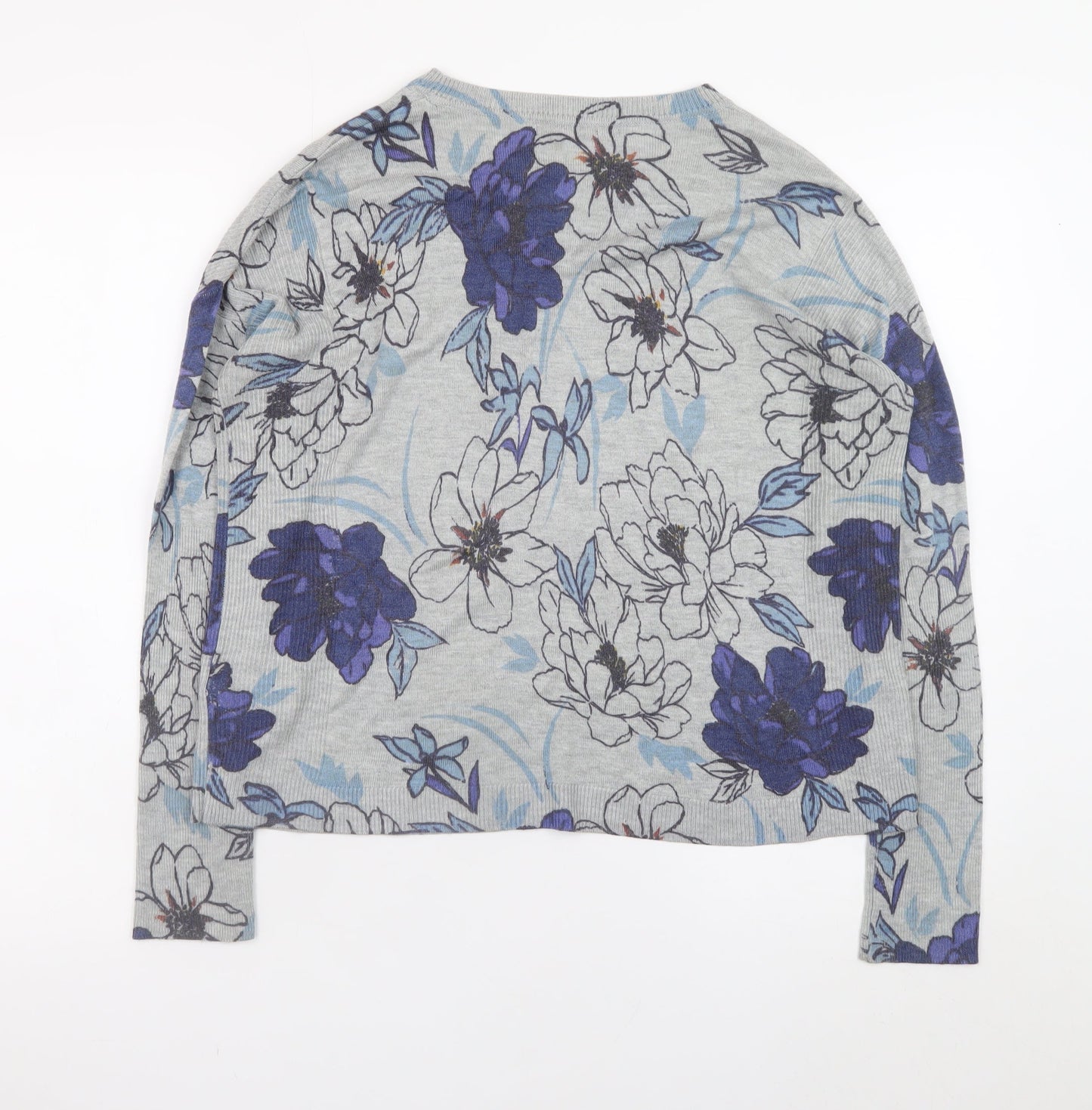Marks and Spencer Women’s Grey Floral Crew Neck Jumper Size 12