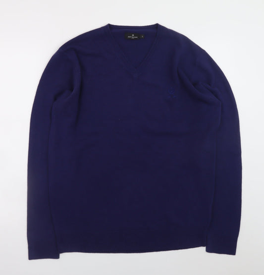 Jeff Banks Men’s Blue Acrylic V-Neck Jumper Size L
