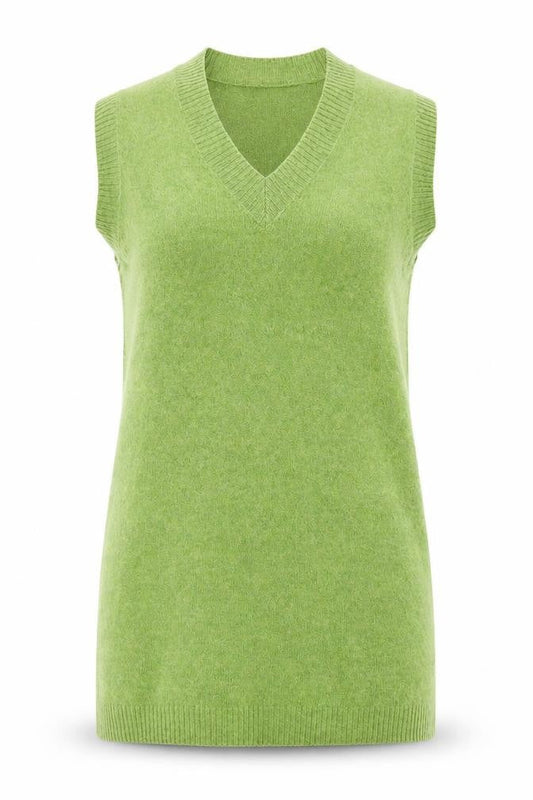 Y.A.S Women’s Green Knit Sleeveless V-Neck Slip Dress Size L